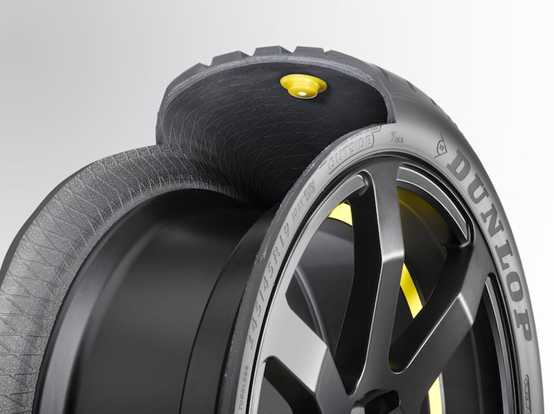Goodyear Dunlop chip in tire_view close up